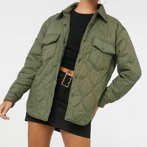 Abercrombie & Fitch Women’s Quilted Shacket Jacket Medium Olive Green